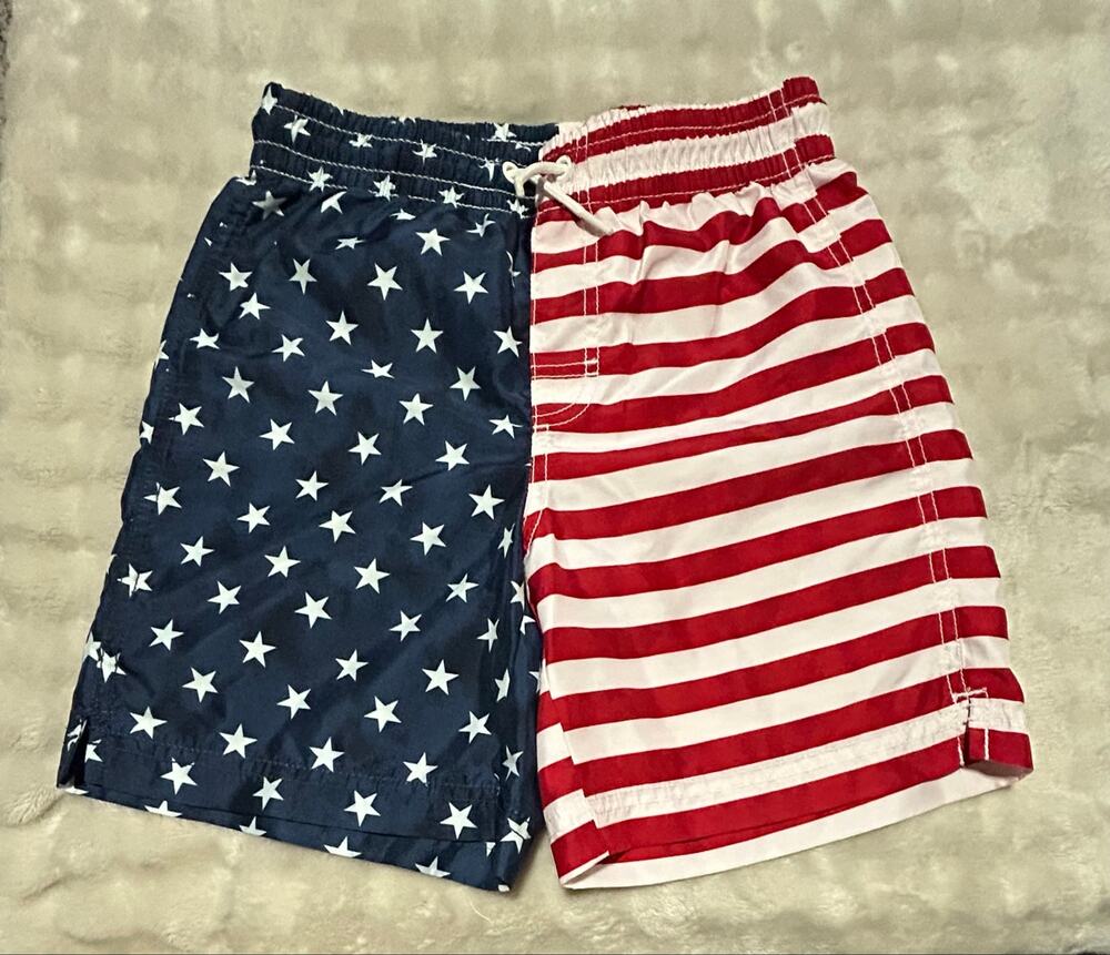 Old Navy American flag swim trunk, size L (10-12) boys